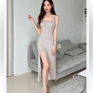 DAZY Split Thigh Rib-knit Cami Dress XL